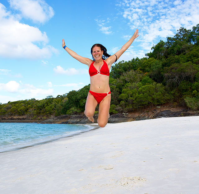 Photograph people jumping - girl jumping on beach image