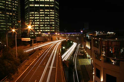 How to photograph car light trails. Example taken with a slow 30 second shutter speed.