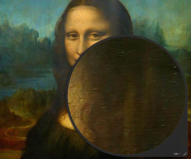 Pixel peeping an old painting of Mona Lisa.