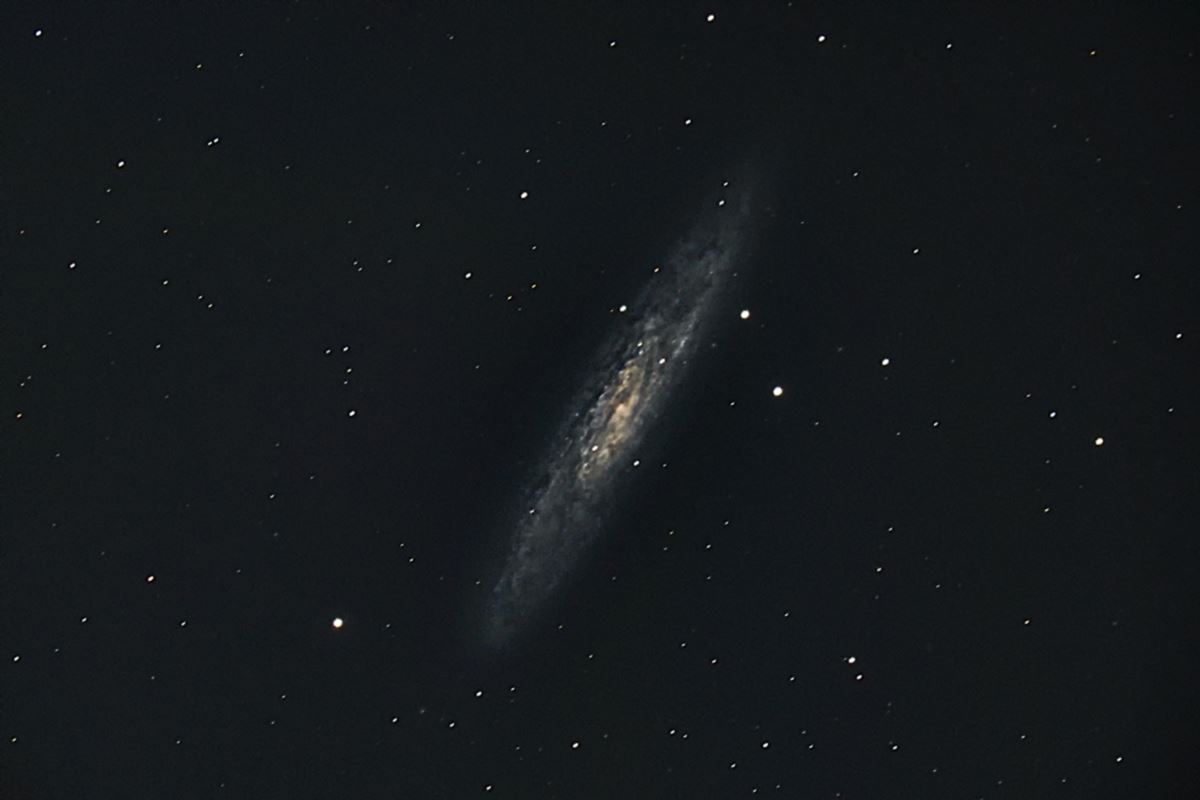 Sculptor Galaxy after stacking 8 photographs.